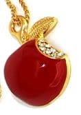 Apple Pendant Necklace Brilliant Red with Crystal Rhinestone inspired by Twilight 2811